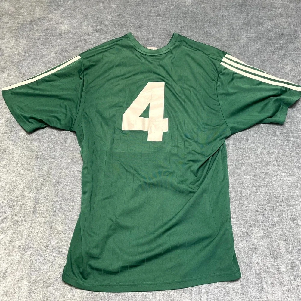 Adidas Volcanes #4 Soccer Jersey Mens Medium Green V-Neck Football Short Sleeve
